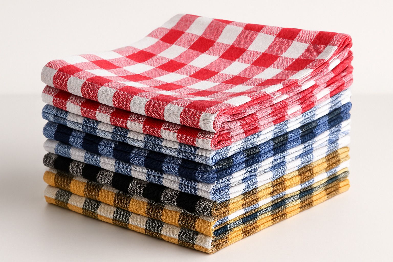Cotton Kitchen Towels Pack of 12 | 59x59 cm | Checked Dish Cloths Multicolor Cloth Napkins-image-20