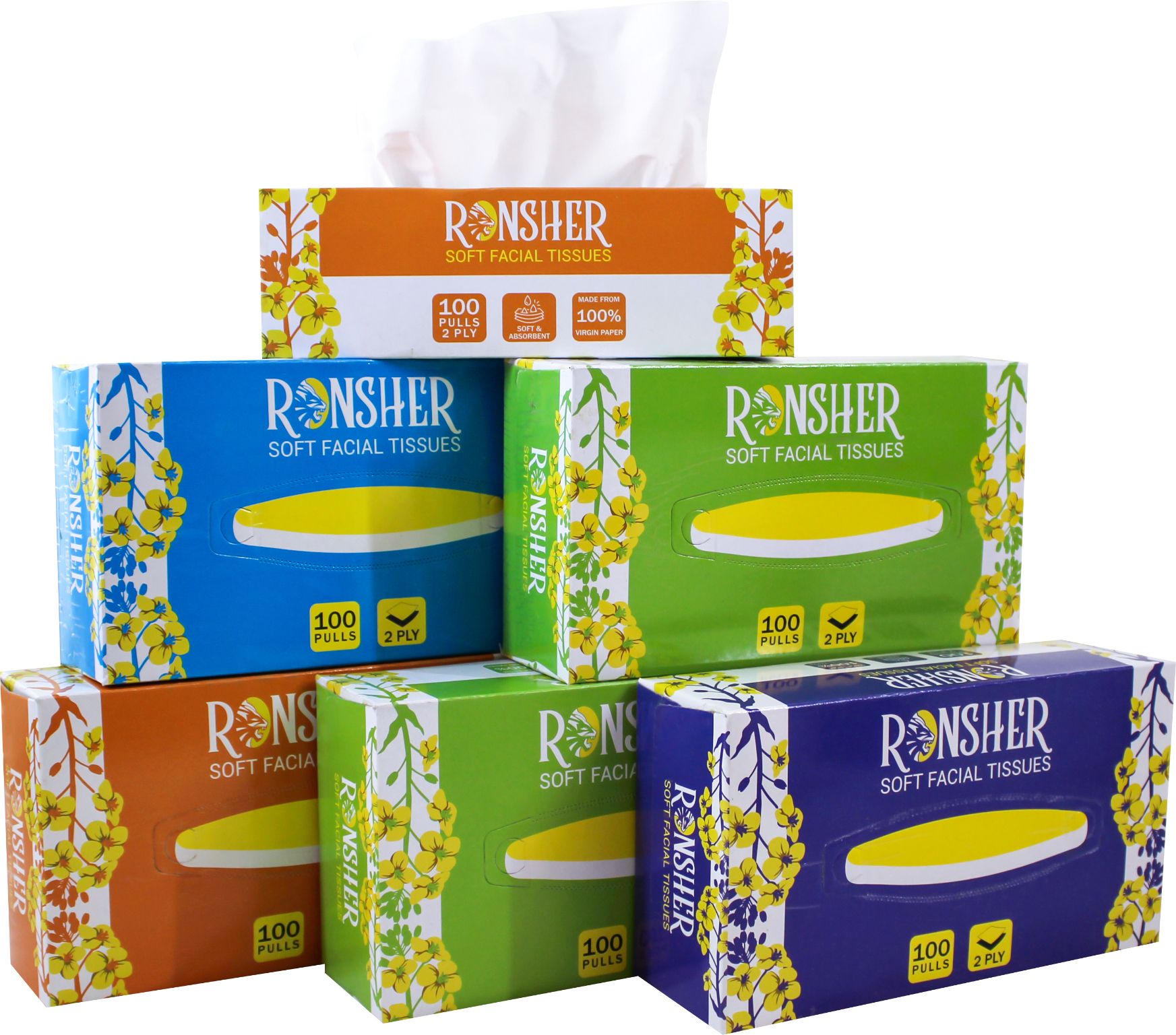 2 Ply Pack of 6 Tissue Box With 100 pulls each White Paper Napkins White Paper Napkins-image-28