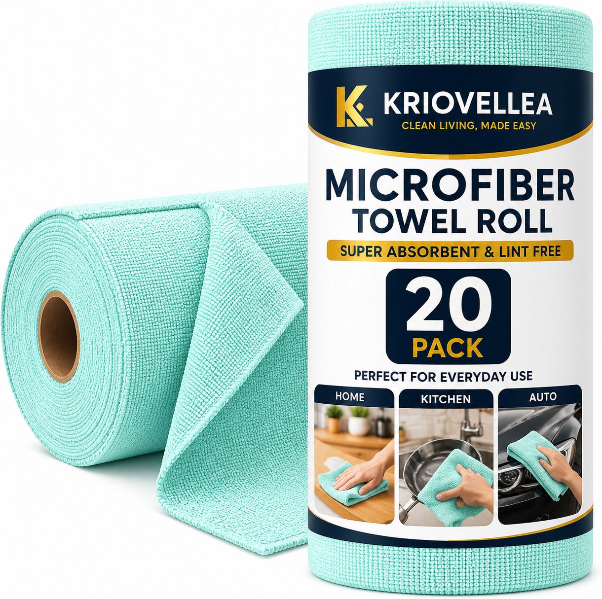 kriovellea Microfiber Cleaning Cloth Roll 20 Pack Green Cloth Napkins-picture-20