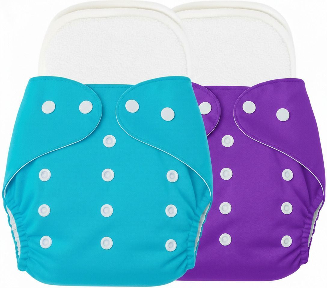 catcart Reusable Baby Cotton 2 Cloth Diapers & 2 White Insert Pads For 0 to 3 Years-picture-22