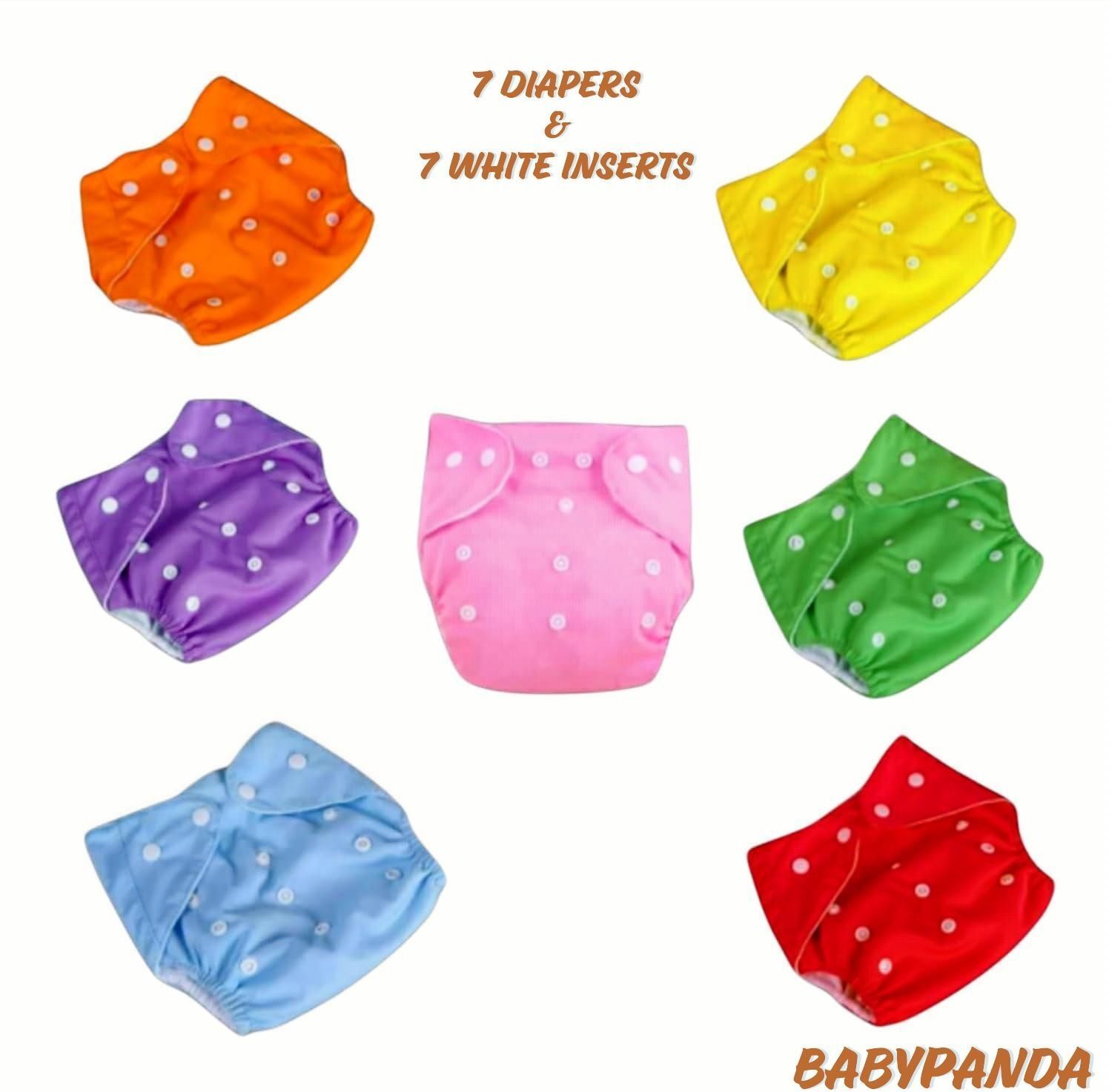 Adjustable Cloth Diapers, Reusable Baby Diapers, MultiColor Set with Snap Button-image-34