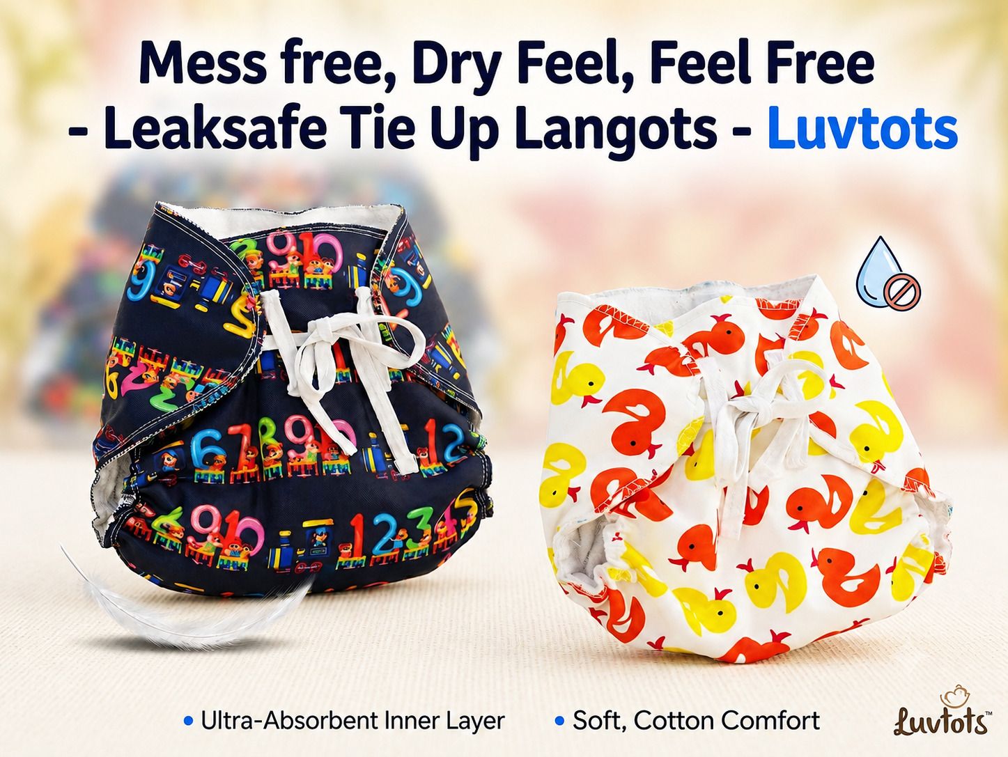 luvtots Dry feel Langot waterproof padded reusable Free size nappy 0-8m (2pc)-picture-21