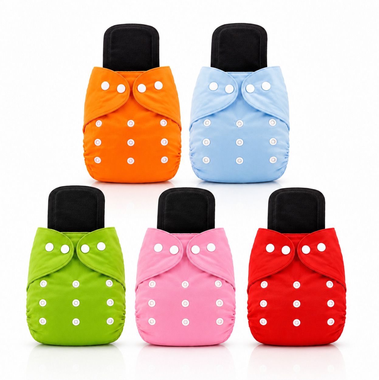 Reusable Cloth Diaper Combo 5 Pcs with 5 Soft Inserts Washable Baby Nappy Set-image-27
