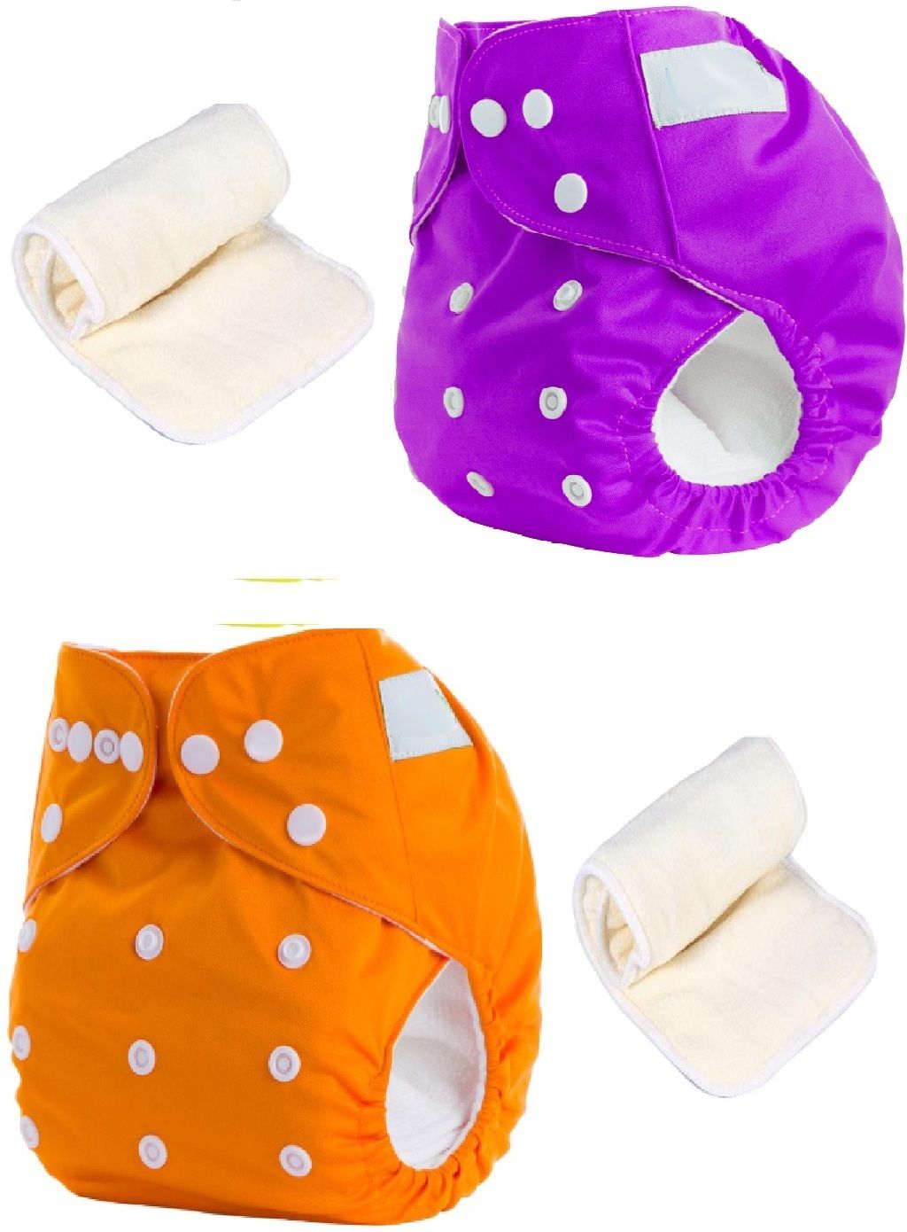 mopslik 2 Sets Baby Reusable Washable Cloth Diaper With Insert ( Orange Purple )-picture-35