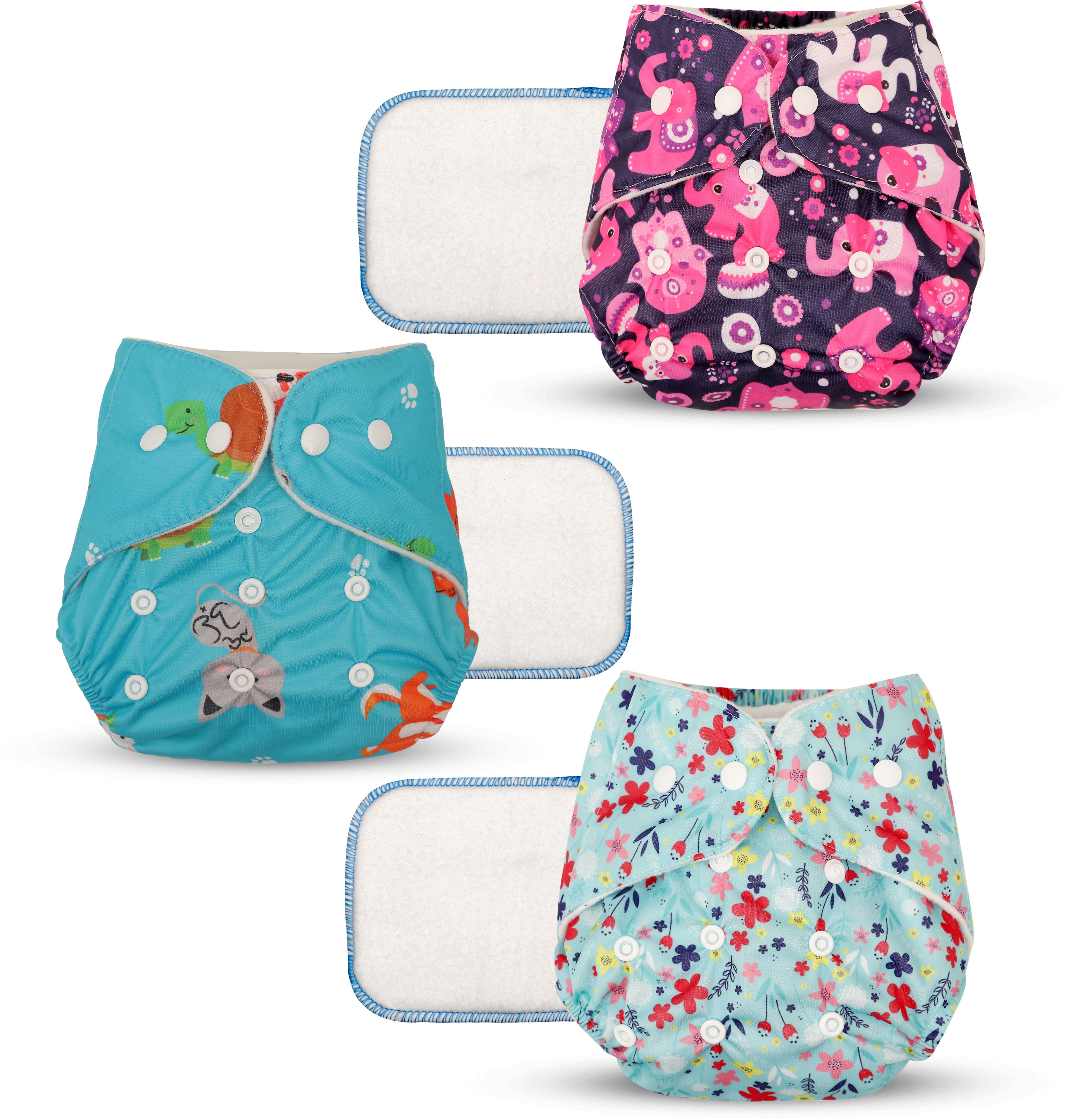 Floral Print Reusable Baby Cloth Diaper Washable Adjustable Pocket Nappy-image-49