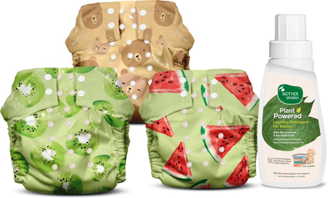 mother sparsh Nappers Pack of 3 Cloth Diaper+Soaker Pads With Baby Detergent 200ml-(MM+TT+KK)-picture-24