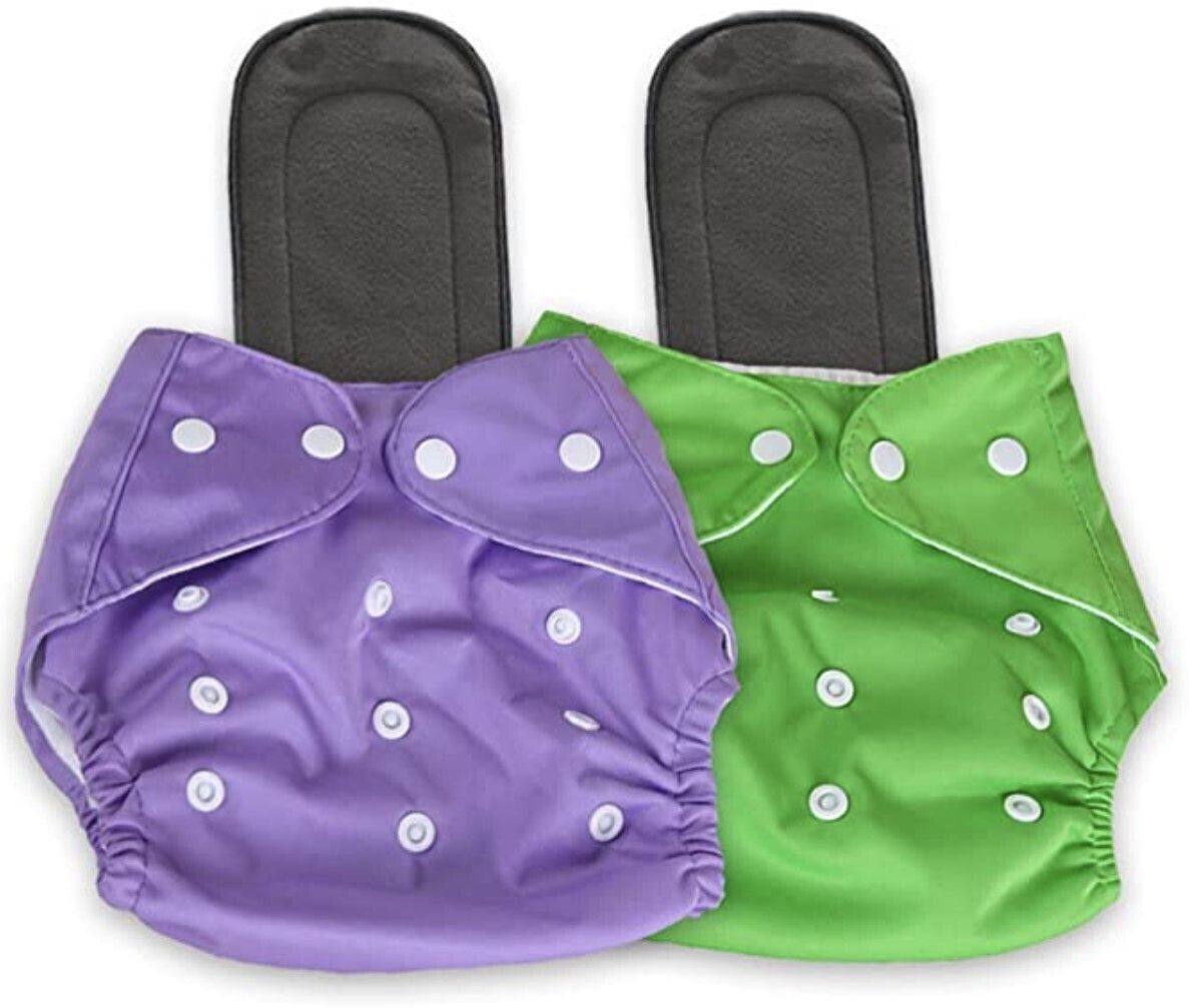 babepanda Small Cloth Button Diaper Combo - 2 diaper with black insert (purple green)-picture-41