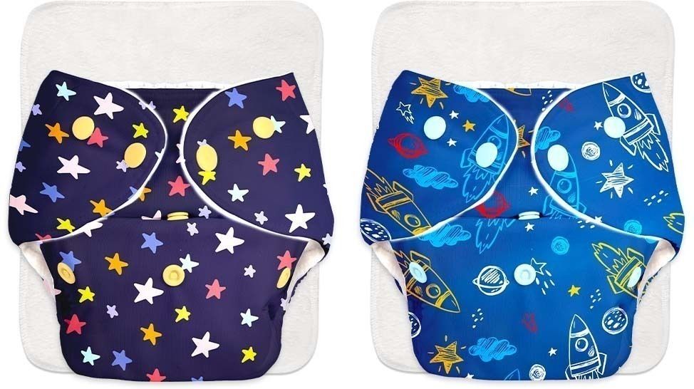 BASIC Certified Soft Fleece Lined 2 Pocket Diapers with 2 Wet-Free Insert with Snaps (One Size Adjustable Diapers, 5-17 kg) (Pack of 2 diapers+ 2 inserts) Assorted prints-image-15