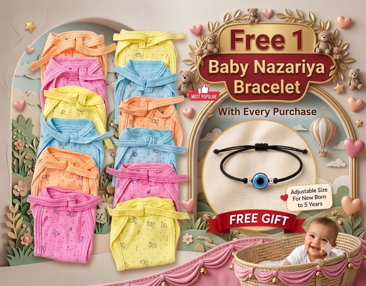 babydoll 12 Infant Cotton U-Shape Langots + Free Baby Nazariya Bracelet (0–6M)-picture-40