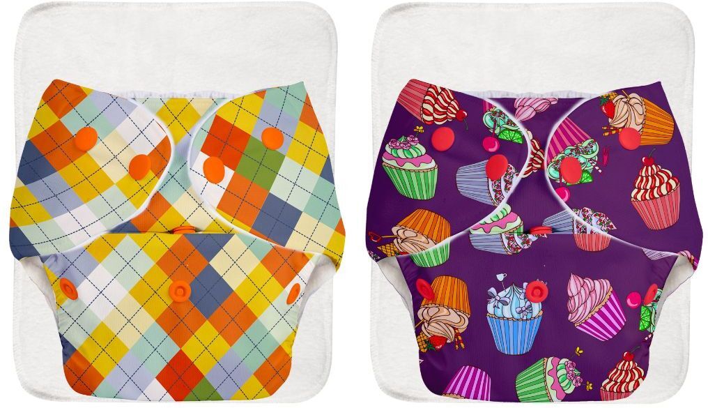 BASIC 2 Cloth Diapers Washable & Reusable for 3M-3Y (2 Shells + 2 Inserts)-image-42