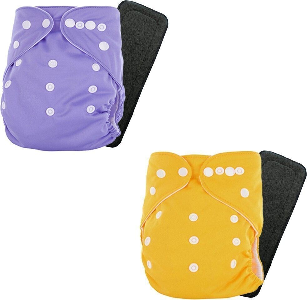 Premium Quality Pack of 2 Reusable Adjustable Baby Cloth Diapers Nappy With 2 Ba-image-42