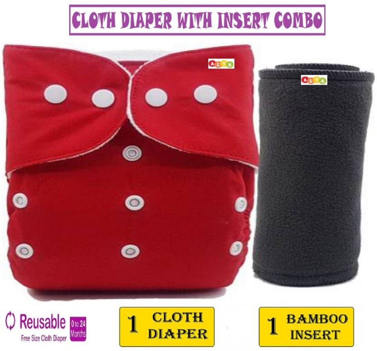 alya Pack of 1 Baby Washable Reusable Adjustable Cloth Diaper Nappy With Bamboo Charcoal Insert Liner Pad (5 Layers) For Babies/Toddlers/Infants I Age 0-24 Months-picture-20