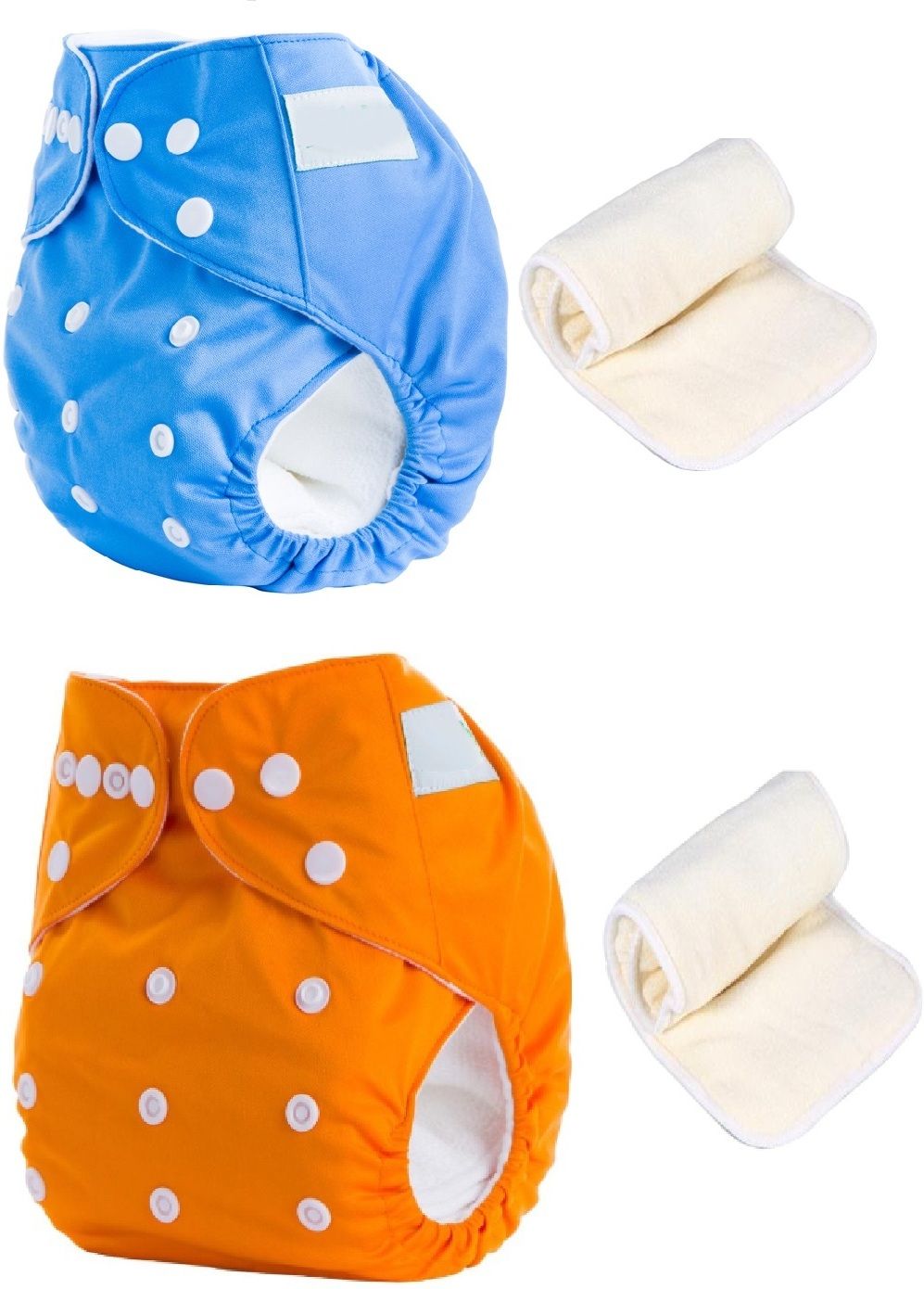 mopslik 2 Sets Baby Reusable Washable Cloth Diaper With Insert ( Blue Orange )-picture-38