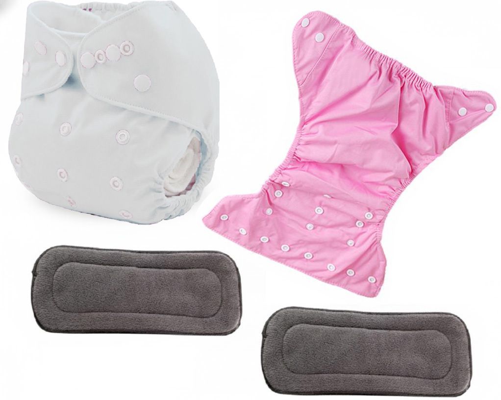 mopslik 2 Sets Baby Reusable Washable Cloth Diaper With Insert ( Pink White )-picture-30