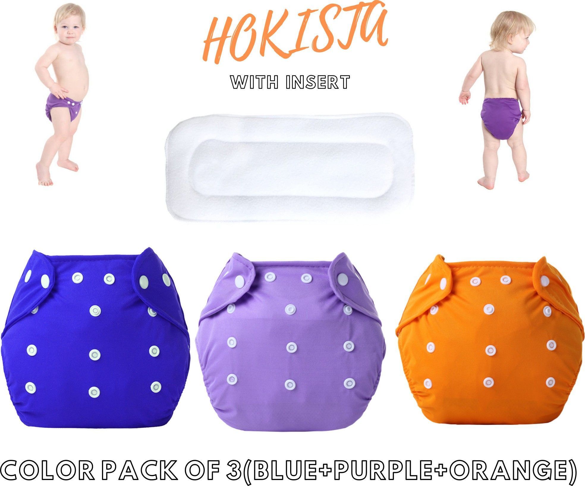 babepanda Pack Of 3 Reusable Cloth Diapers Washable, Adjustable Size with Insert Pads-picture-22