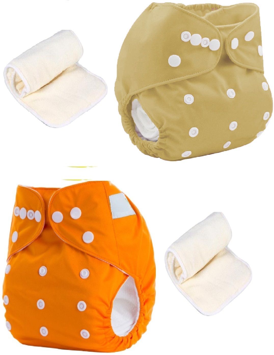 mopslik 2 Sets Baby Reusable Washable Cloth Diaper With Insert ( Orange Brown )-picture-44