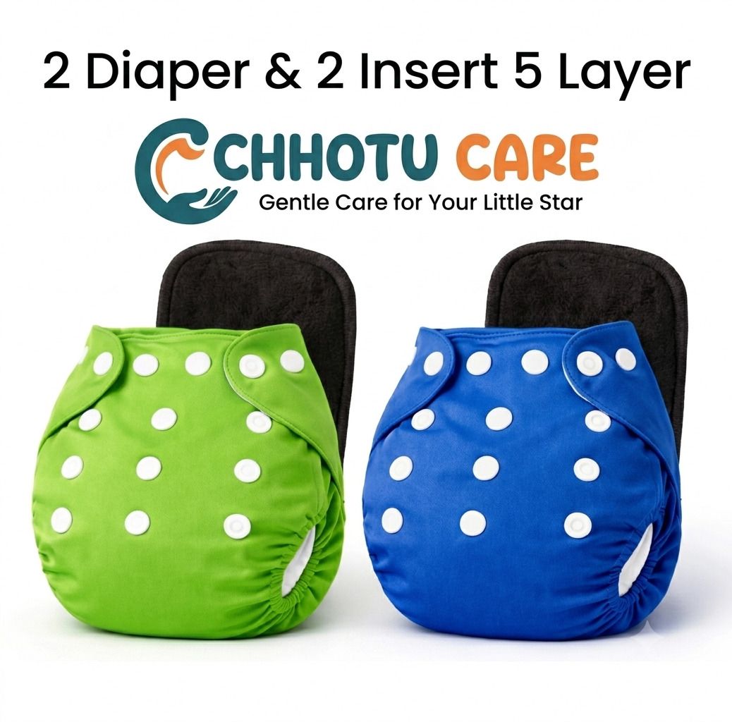 Baby Freesize Washable & Reusable Adjustable Pocket 2 Cloth Diaper Multicolor-image-1