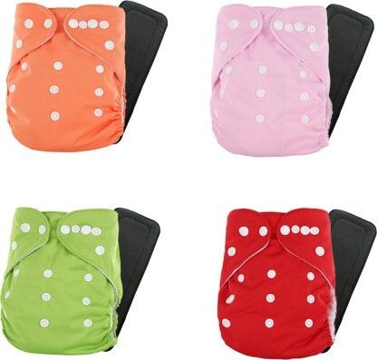 Pack Of 4 Reusable Cloth Diapers Washable, Adjustable Size with Insert Pads-image-1