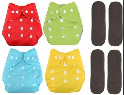 marinova Adjustable Reusable Cloth Diapers with Bamboo Inserts for Babies – 8 Pcs Combo image 1
