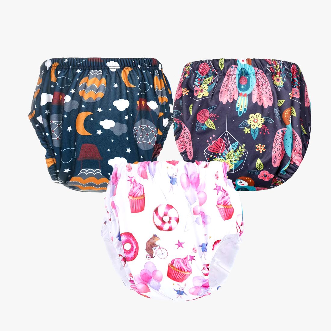 chinmay kids Baby Panty: Boys and Girls Waterproof Printed Panty (Pack of 3)-picture-1