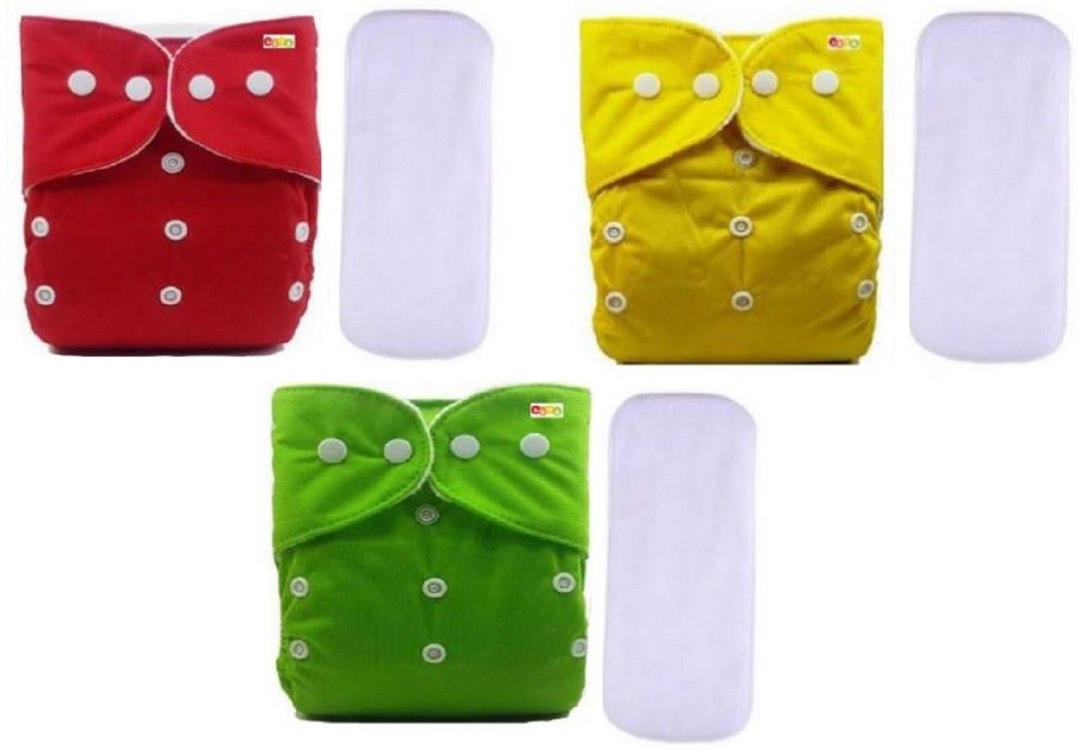 Pack of 3 Premium Quality Baby Reusable Cloth Diapers All in One Adjustable Pocket Style Nappies Washable Durable With 2 Wet-Free White Multi-Layer Microfiber Insert Pads Combo (0-24 Months,3-16KG, S-M-L Sizes)(GREEN)-image-42