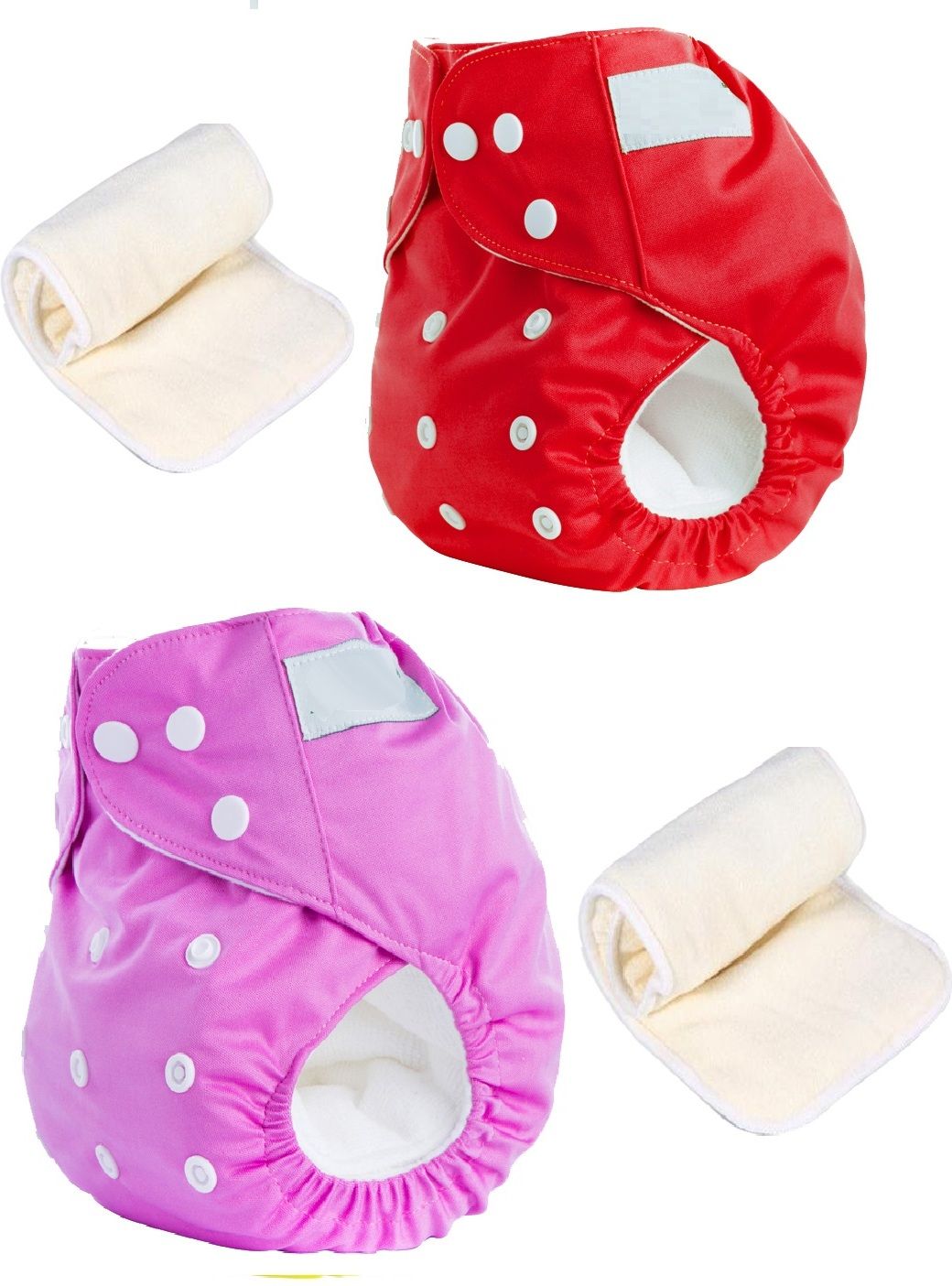 mopslik 2 Sets Baby Reusable Washable Cloth Diaper With Insert ( Red Pink )-picture-27