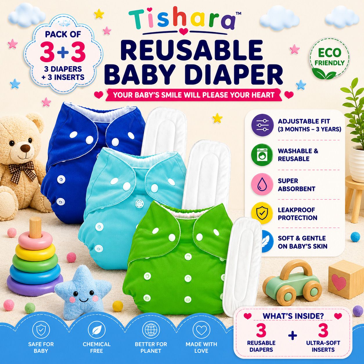 tishara Cloth Diaper Pants | Premium Baby Diaper for Babies 3M-3Y-picture-38