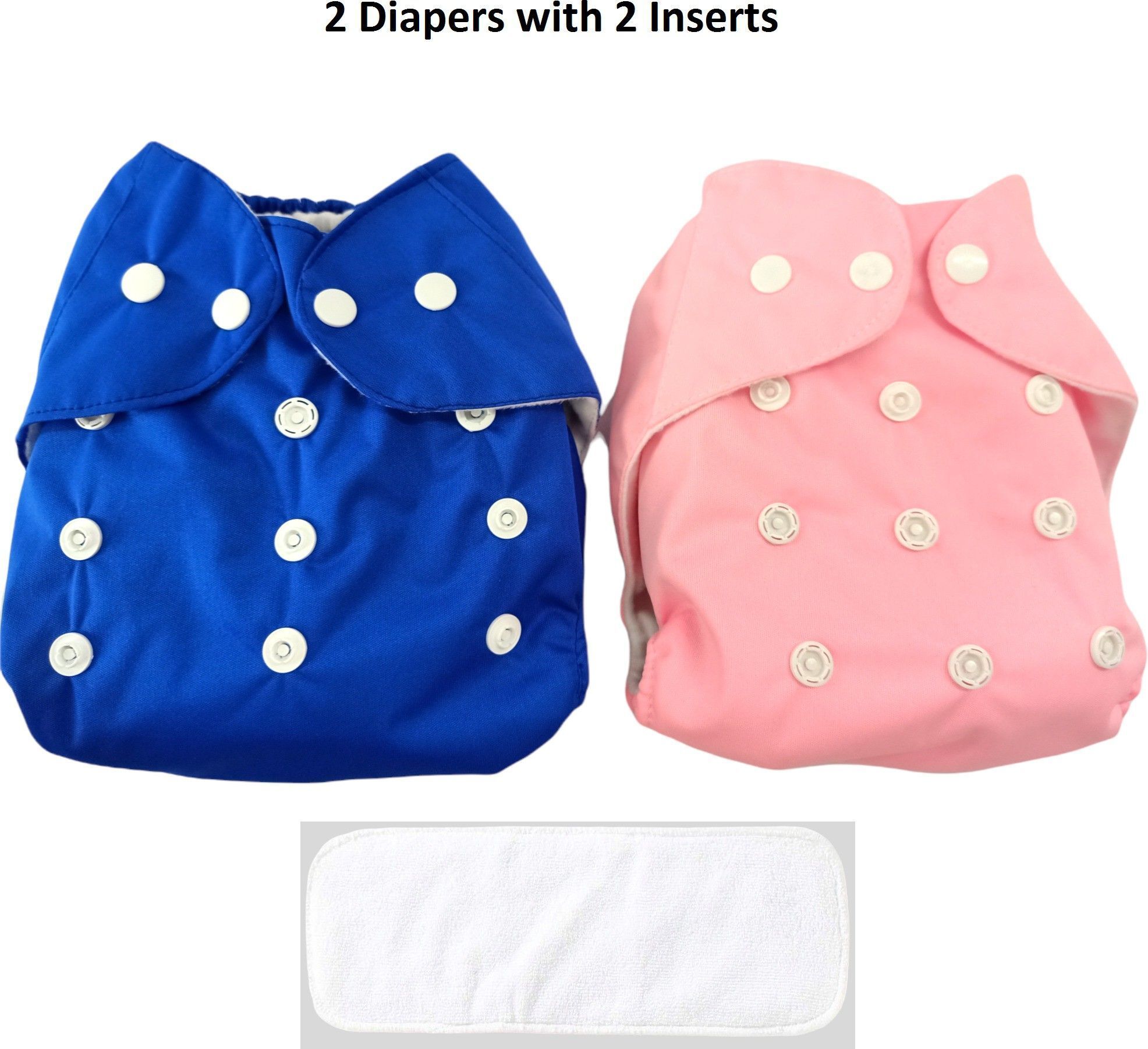 babepanda 100% Cloth Baby Diaper Washable, Adjustable Snap Button 2-White Inserts (P+B)-picture-21