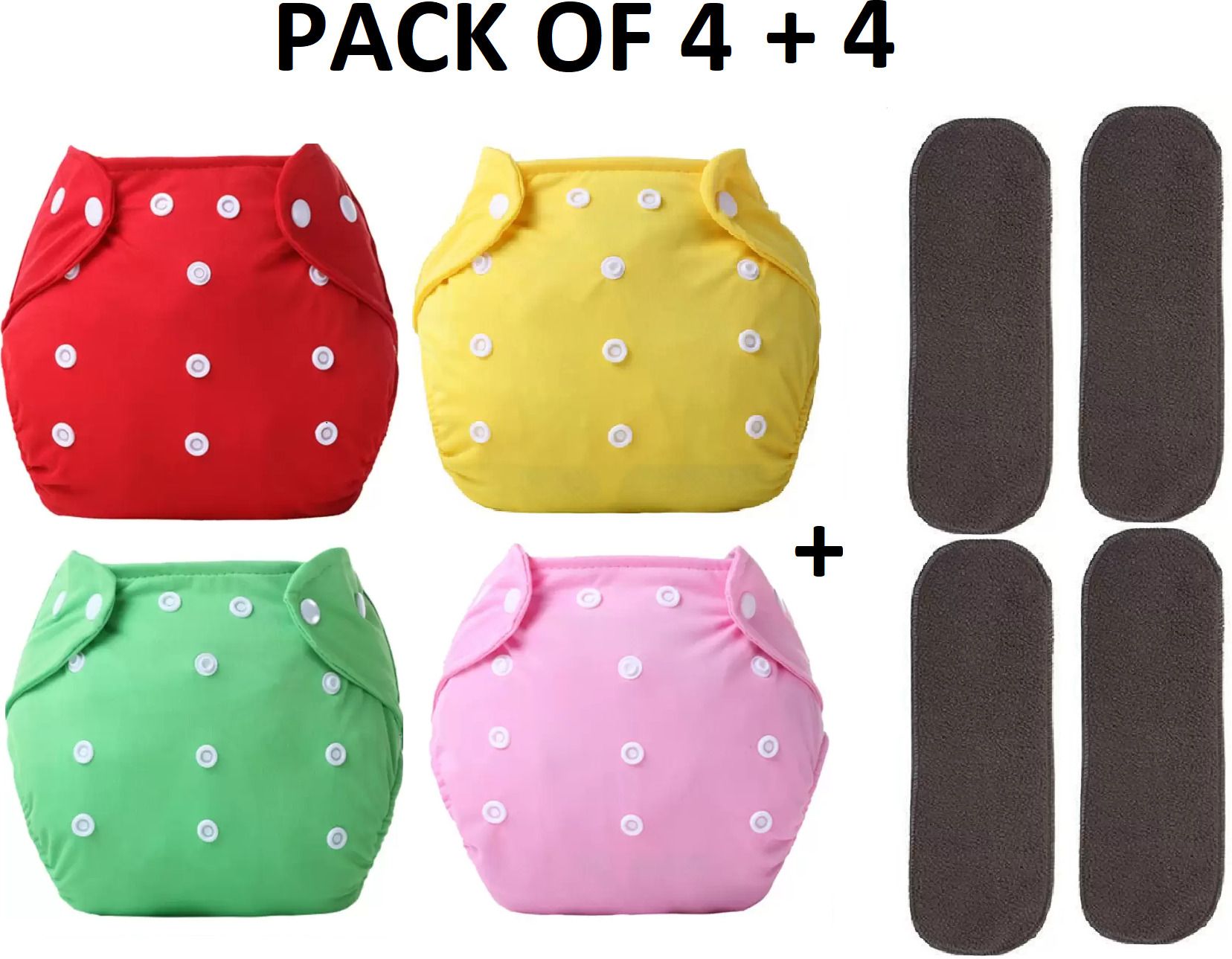 aldeco Washable & Waterproof Nappy 4+4 Inserts Combo Size Adjustable For 0-30 Months.-picture-14