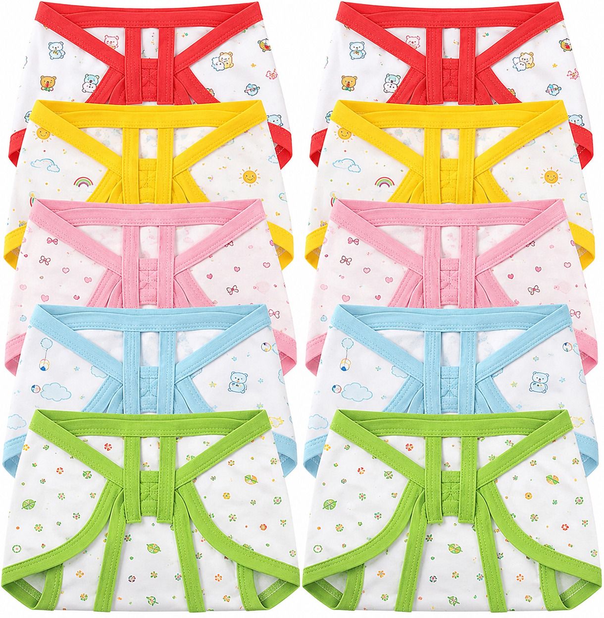 Baby Boys & Girls Soft Cotton Printed Langot Nappy Washable Reusable Pack of 10-image-3