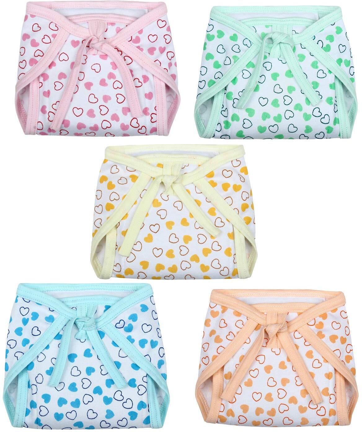 Medium (3-6 Months) Cotton Hosiery Washable & Reusable Adjustable Cloth Diaper