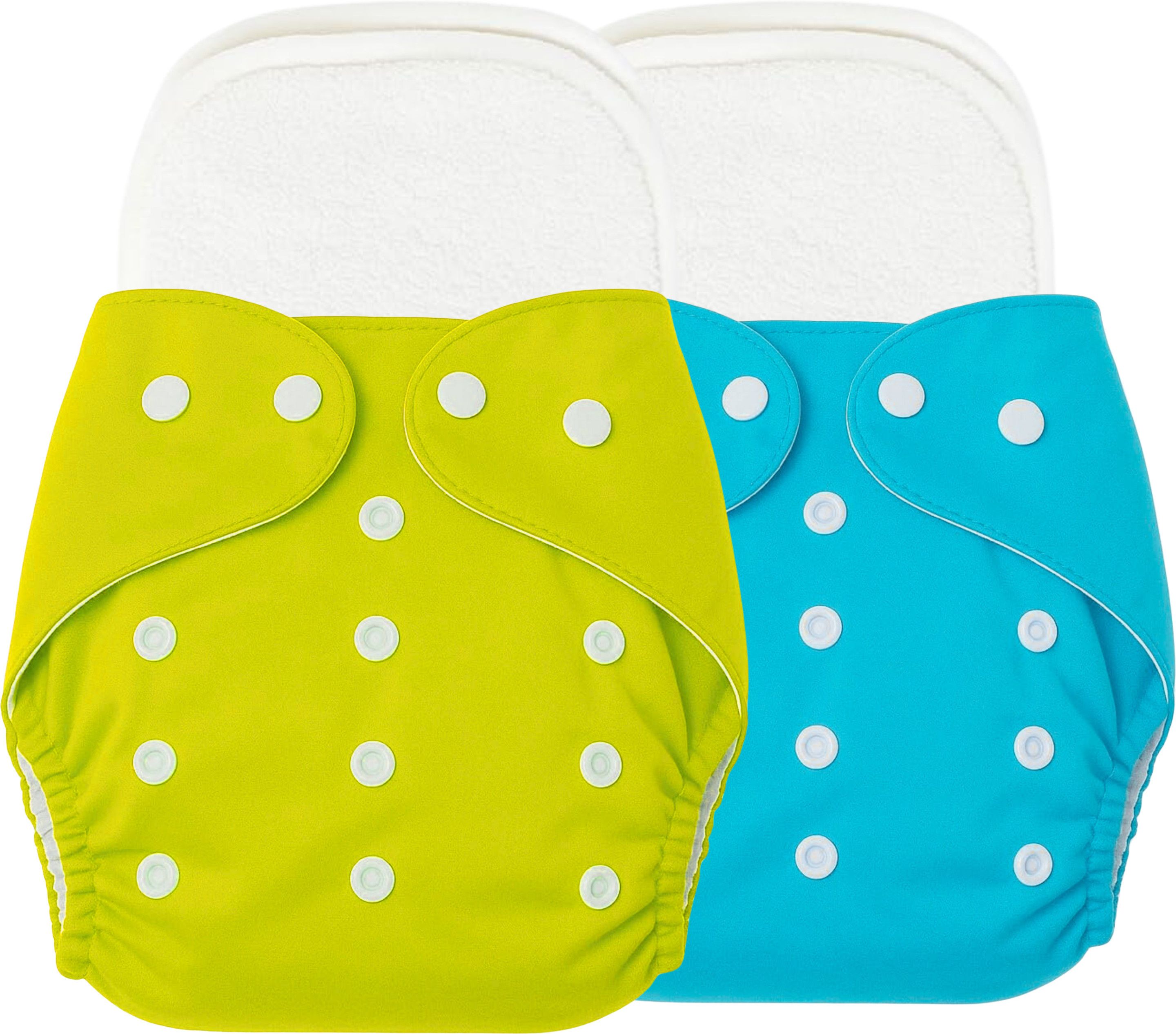 Reusable Baby Cotton 2 Cloth Diapers & 2 White Insert Pads For 0 to 3 Years