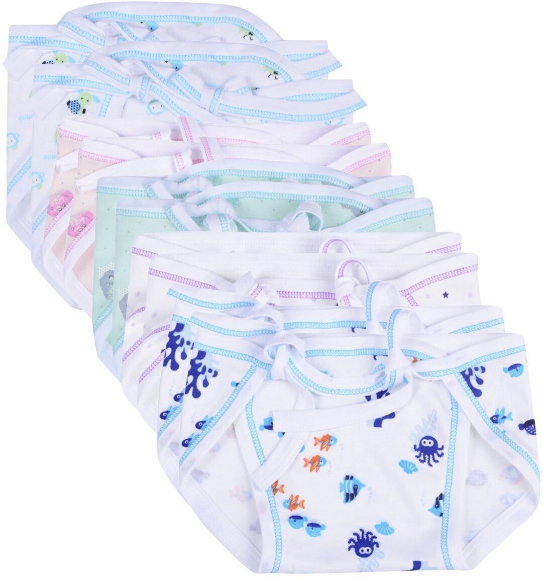 Multi Color Baby cotton cloth nappies save girl child Pack Of 10