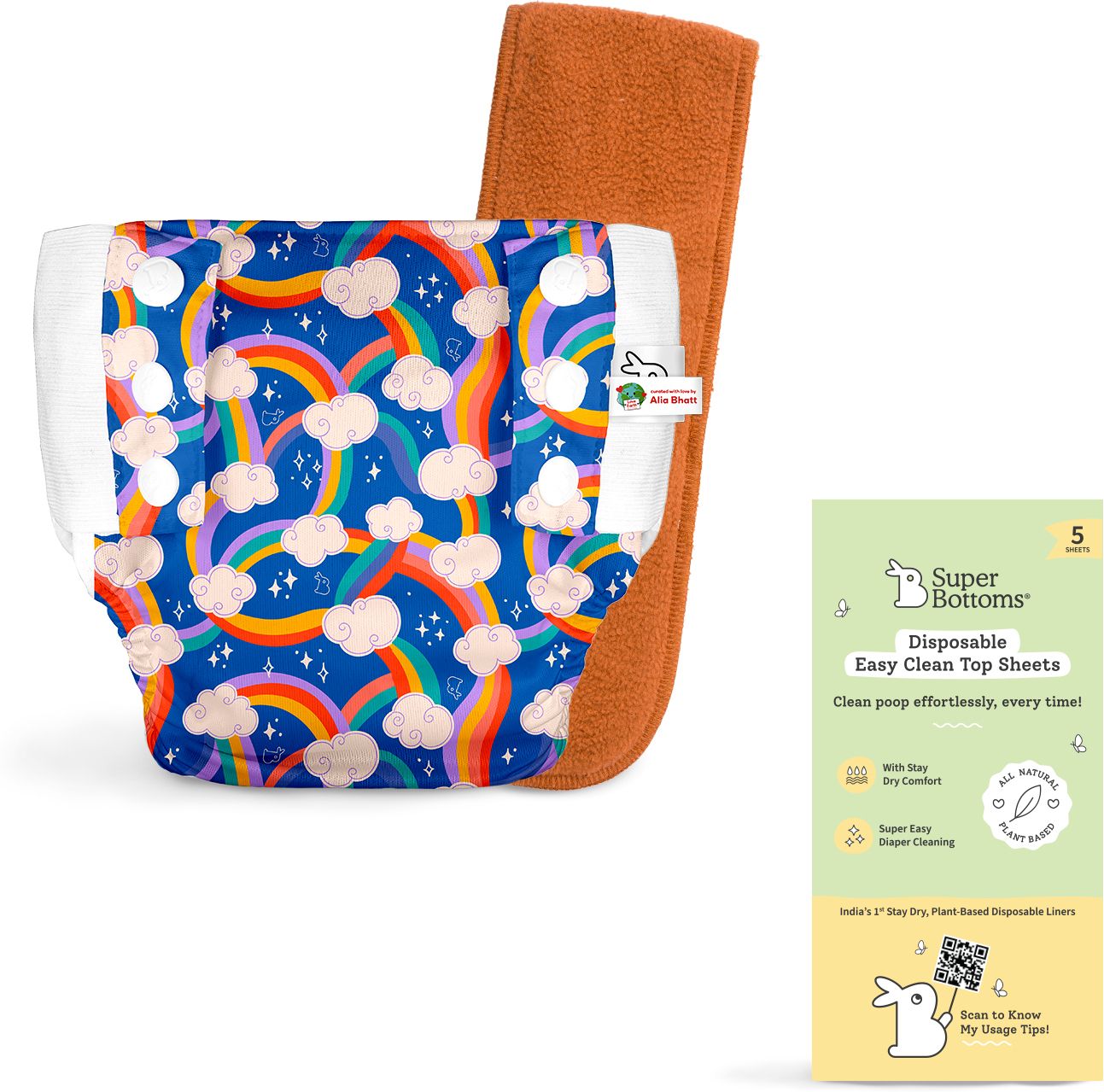 superbottoms UNO Pull-up Pant Style Cloth Diaper | 3M – 3Y | Disposable Liners 5 pack-picture-19