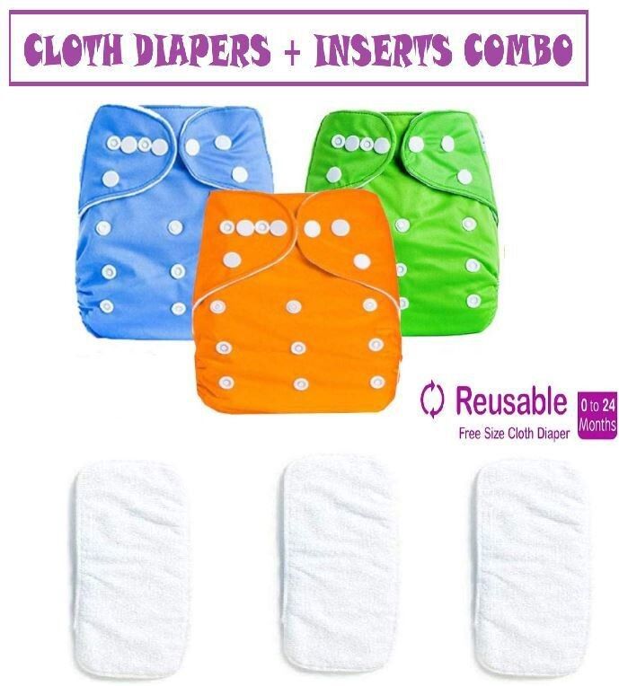 Pack of 3 Reusable & Premium Quality Adjustable Baby Washable Cloth Diaper Nappy with Multi-Layer White Microfiber Diaper Liner Insert Pads For Infants/Babies/Toddlers |Age 0 to 2 Years-image-22