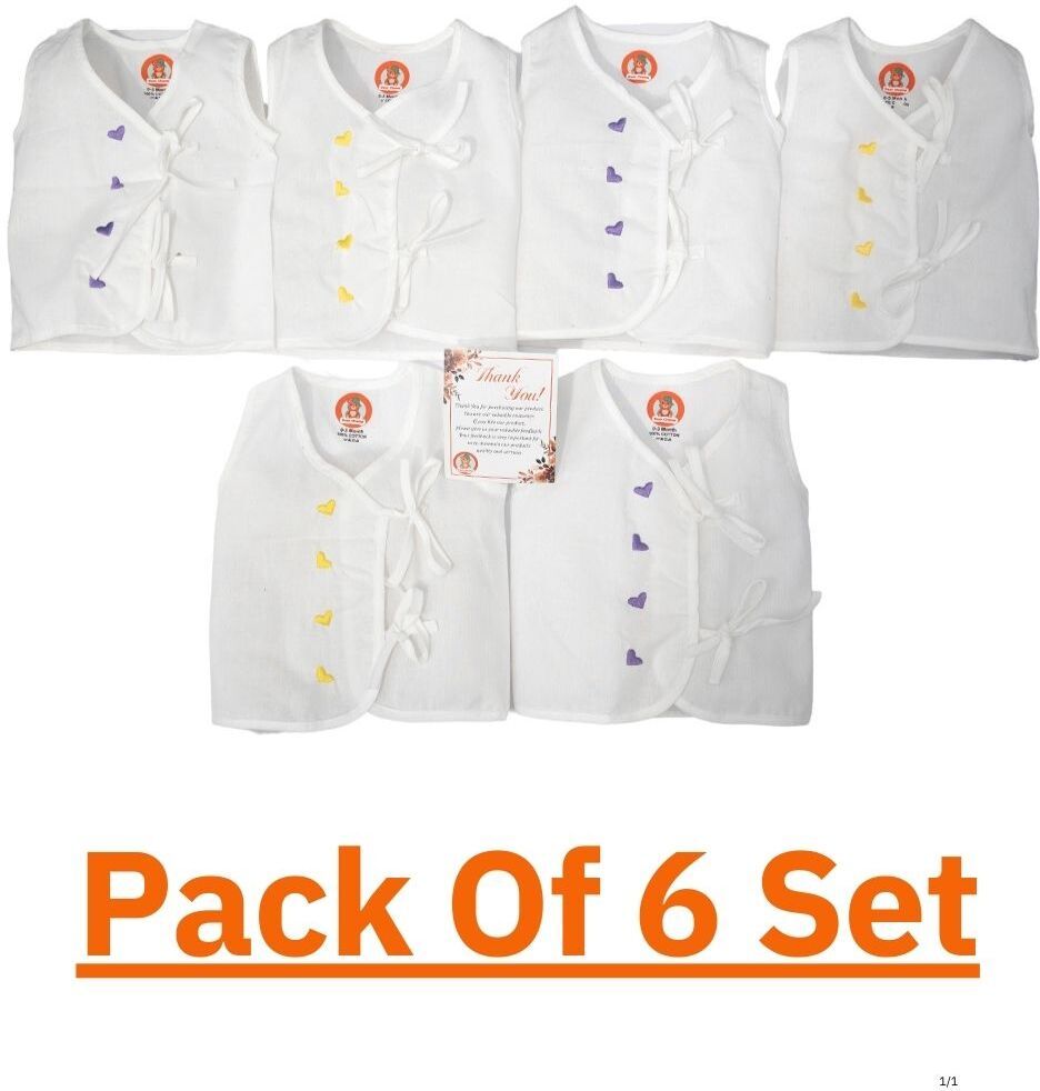 dear champ 100 % Oragnic White Cotton Embroidered Jhabla Combo ( 0-3 Month )-picture-27