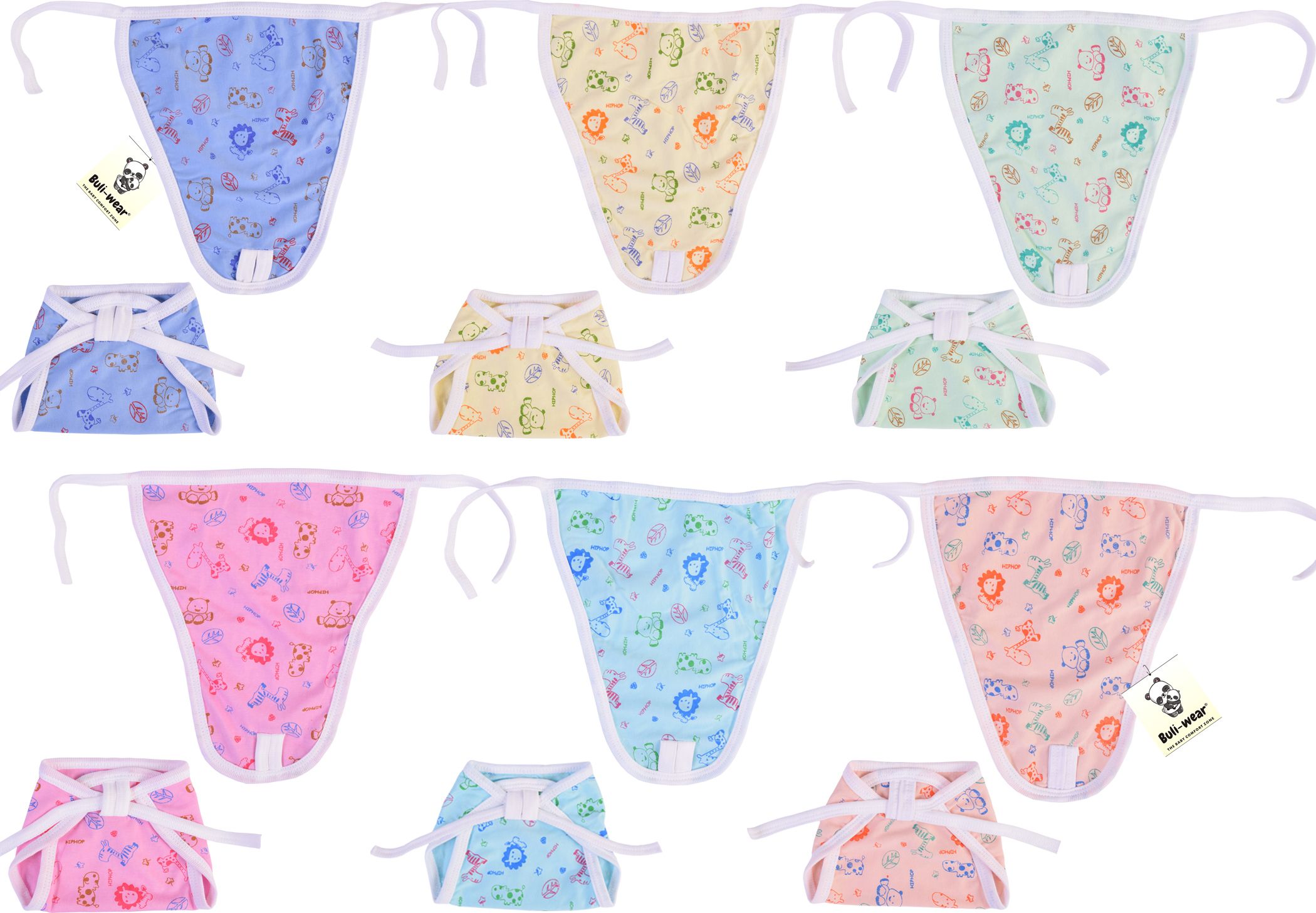 BULI-WEAR New Born Washable Reusable Hosiery Cotton Diapers (Multicolor)Pack of6-picture-18