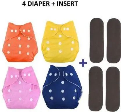 marinova Washable Reusable Adjustable Cloth Diaper for Newborn (4 Diapers + 4 Inserts)-picture-16