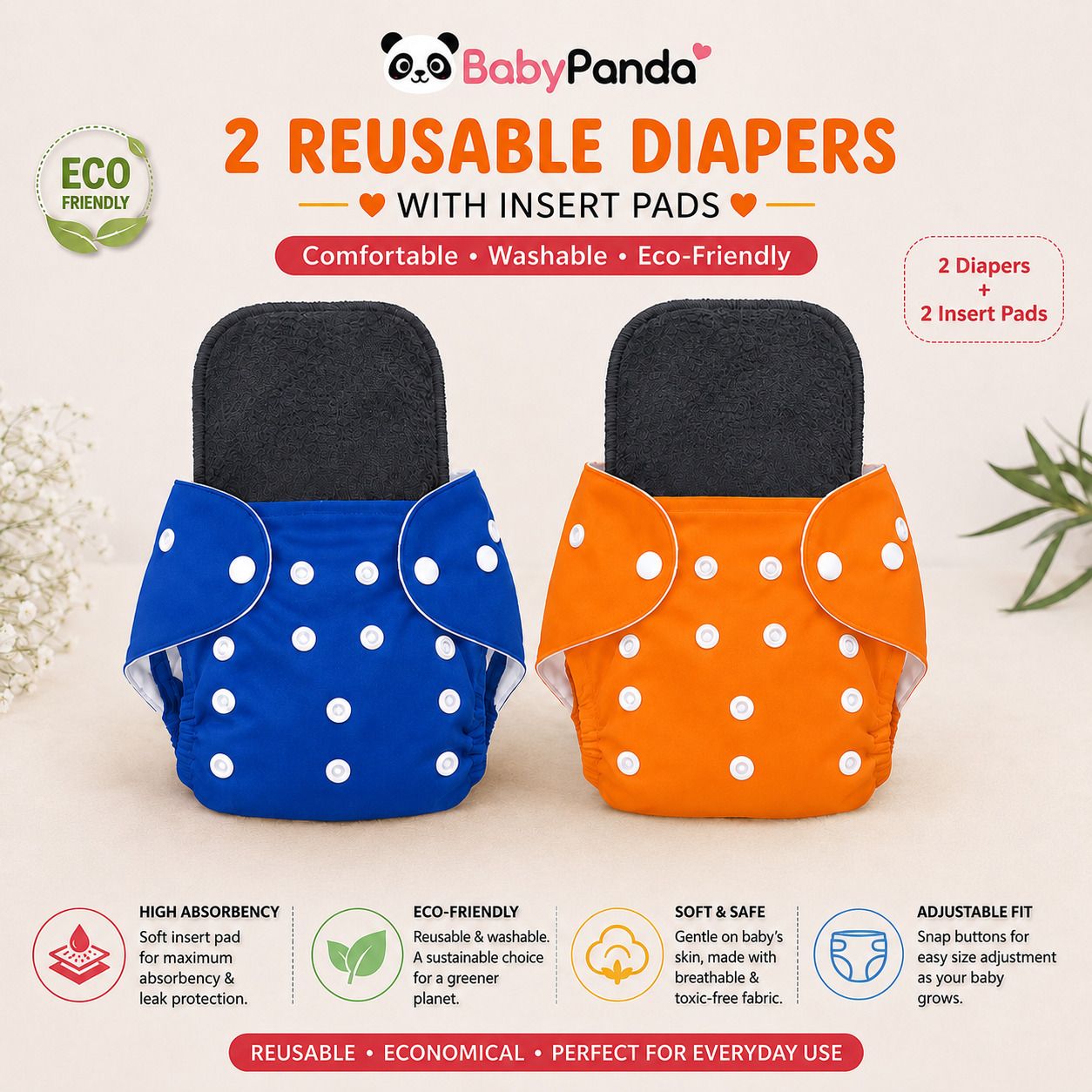 babepanda Premium Reusable Cloth Diaper with Super Absorbent Insert-picture-28