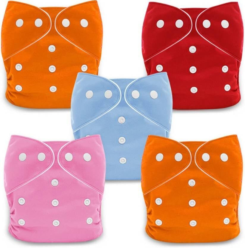 lapry Cloth Diapers for Baby Adjustable & Washable Diapers with Button (Pack of 5) image 1