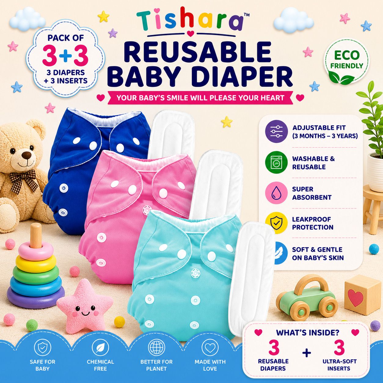 tishara Cloth Diaper Pants | Premium Baby Diaper for Babies 3M-3Y-picture-44