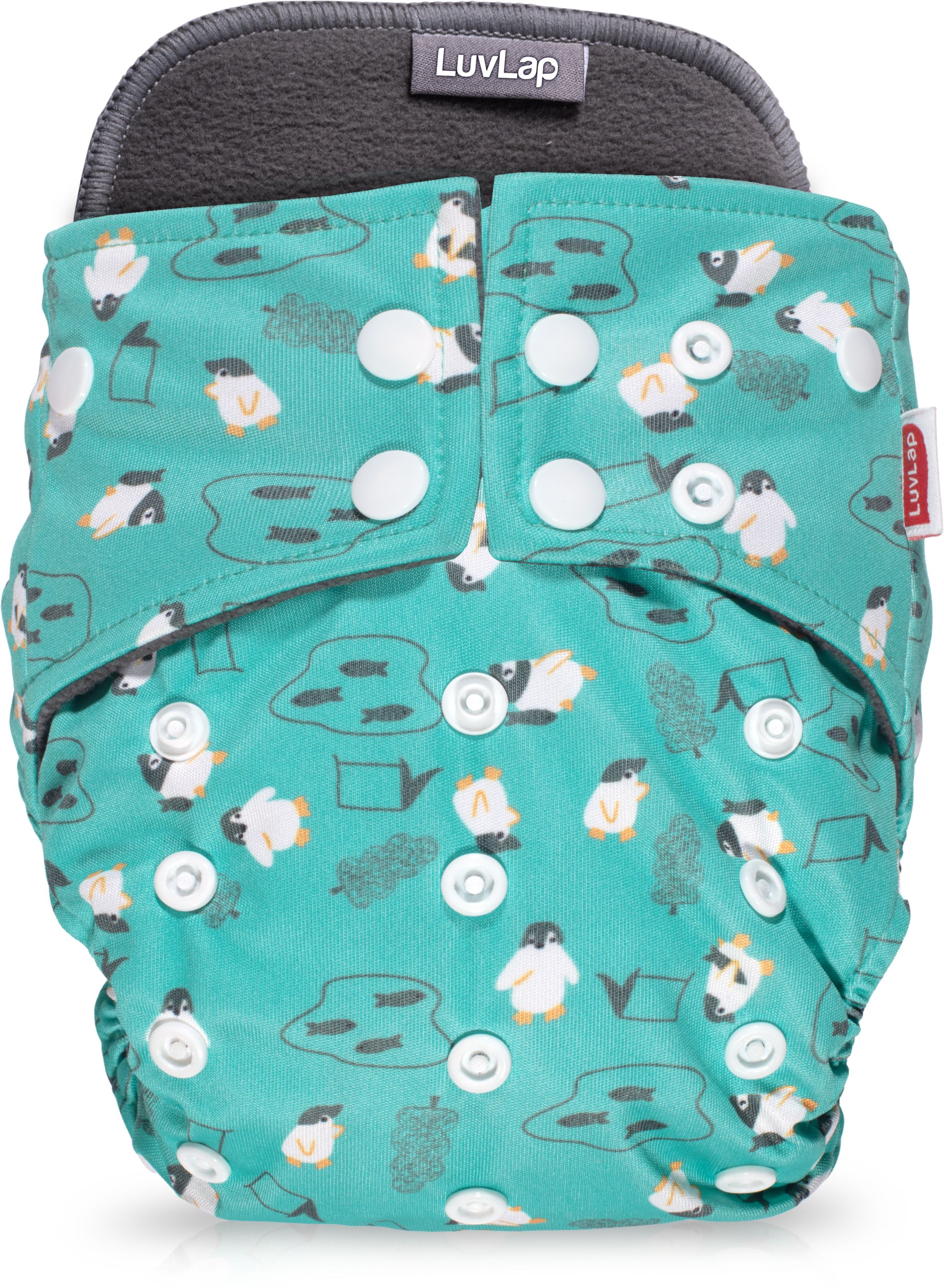 Reusable Baby Diaper, High Absorption, Quick Dry, Green Penguin