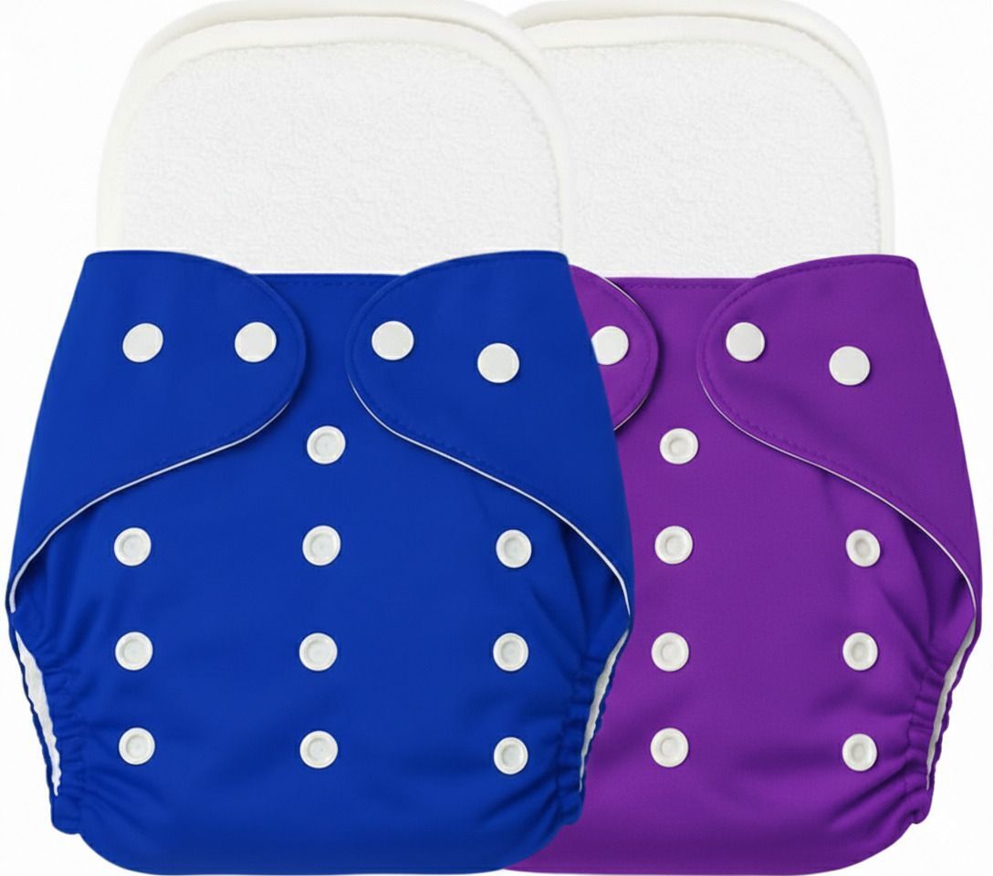 babepanda Reusable Baby Cotton 2 Cloth Diapers & 2 White Insert Pads For 0 to 3 Years-picture-36