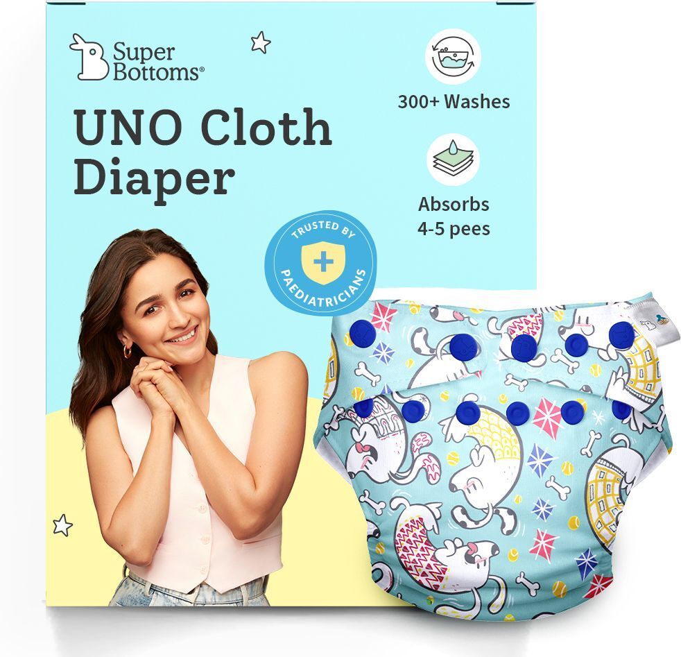 superbottoms Reusable and Washable Cloth Diapers for babies-Freesize UNO Pawsitively happy-picture-18