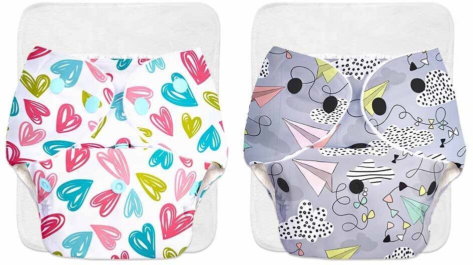 Pack of 2 BASIC Reusable Cloth Diapers | Adjustable, Washable |3M-3Y-image-39