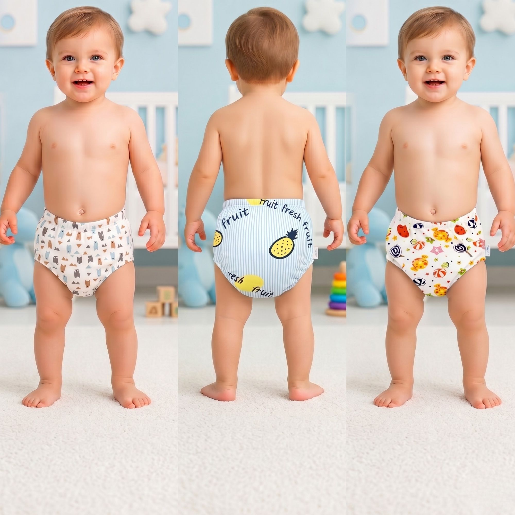 bembika Reusable Potty Training Pants for Babies (L| 18-24Month Multi) (Pack of 3)-picture-37