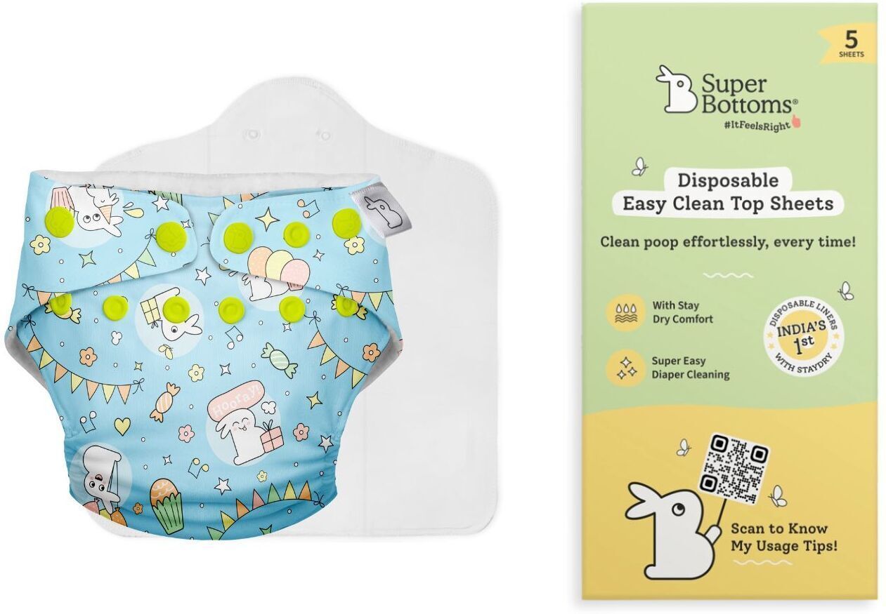 superbottoms Freesize UNO Baby Cloth Diaper with Disposable Liners (5Pcs)|Reusable|3M-3Y-picture-5