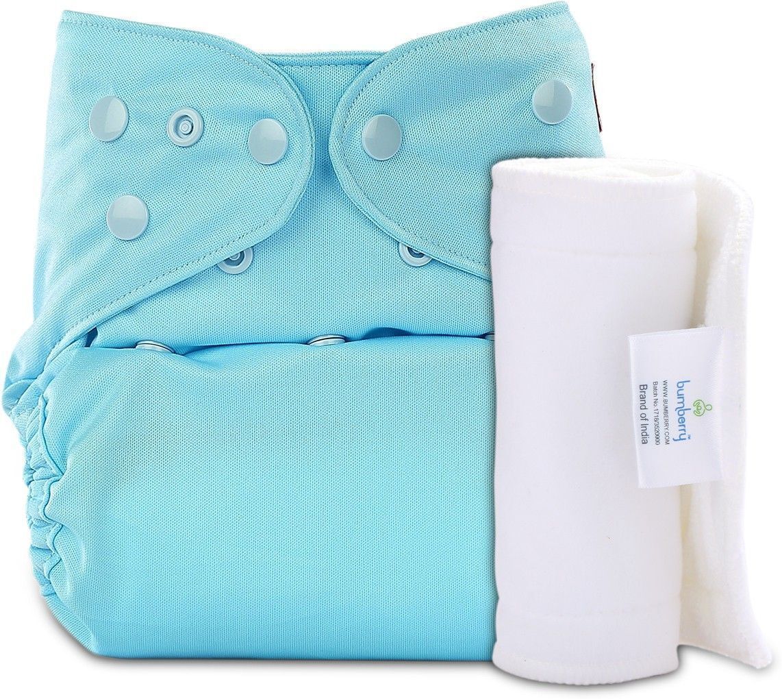 bumberry Adjustable Baby Blue Reusable Cloth Diaper Cover With 1 Wet Free Insert For Babies (3-36 Months)-picture-12