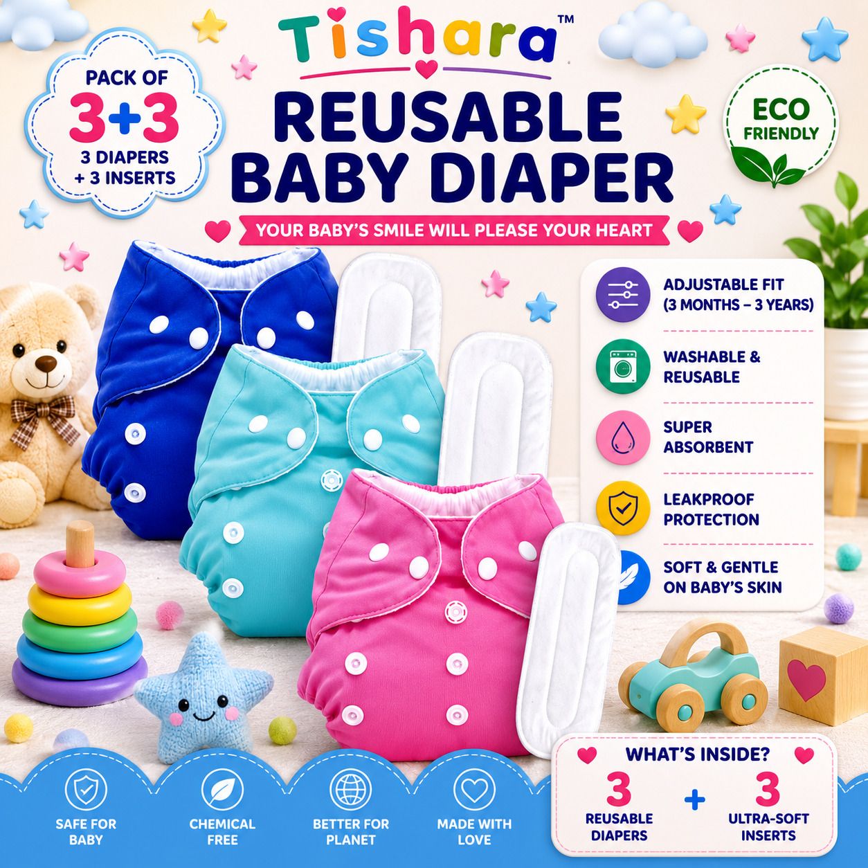 tishara Cloth Diaper Pants | Premium Baby Diaper for Babies 3M-3Y-picture-48