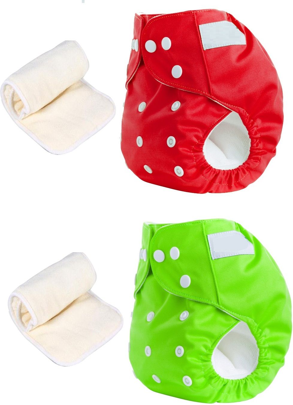 2 Sets Baby Reusable Washable Cloth Diaper With Insert ( Red Green)-image-29